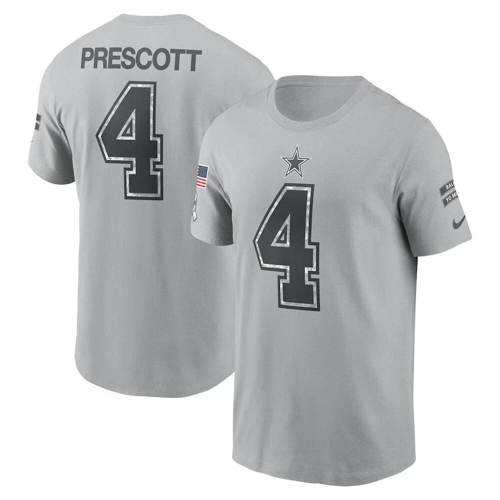 DAK PRESCOTT DALLAS COWBOYS NFL NIKE SALUTE TO SERVICE NAME & NUMBER SHIRT L